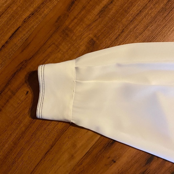 Tess Vintage Women’s White/Navy Button Blouse Size 10 - Picture 10 of 16